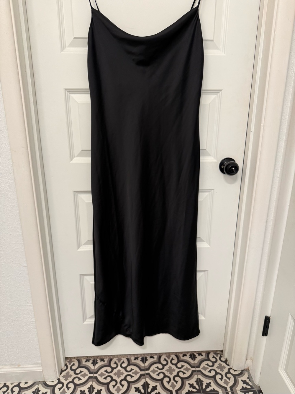 Old Navy The Occasion Black Satin Cowl Neck Maxi Dress M